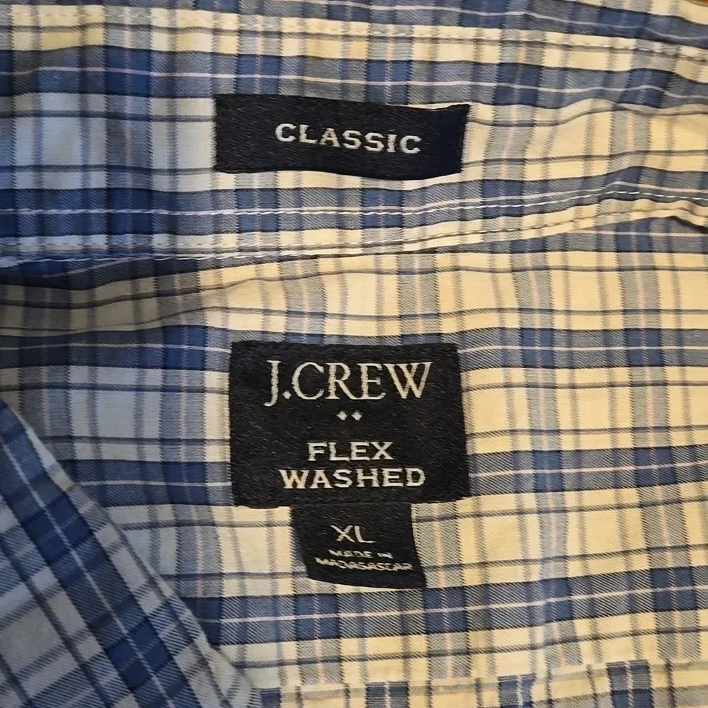 J. Crew Mens XL Blue Plaid Long Sleeve Button Down Cotton Shirt Casual Preppy